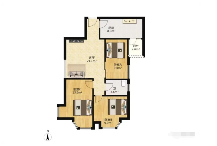 广州天河北二手房，芳草园，92方，总价758万！