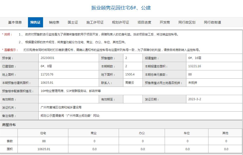 黄埔振业天成新领预售证，133套四房获批入市！