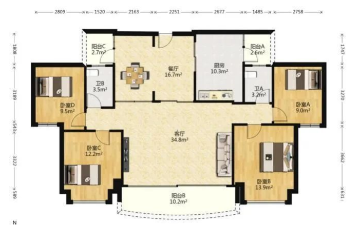 天河北总价1500万 | 金碧翡翠华庭，161平，满五年、学位不占用，诚心出售！