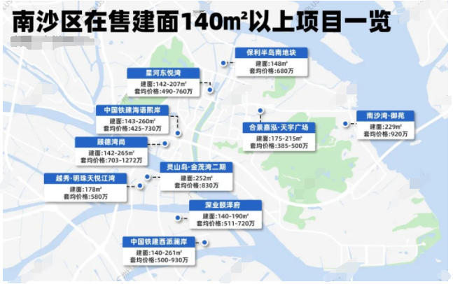 南沙在售建面140平以上的大平层有哪些？