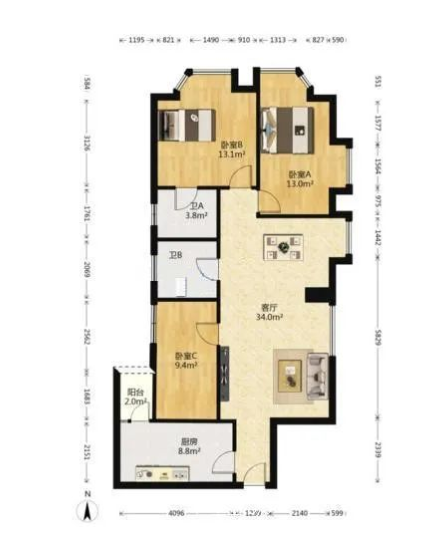 天河北总价1080万 | 芳草园，117平，南向、*户型、诚心出售！