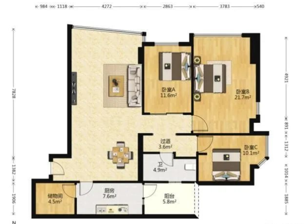 天河北总价1018万 | 天誉花园，150平，南向大三房、无抵押、诚心出售！