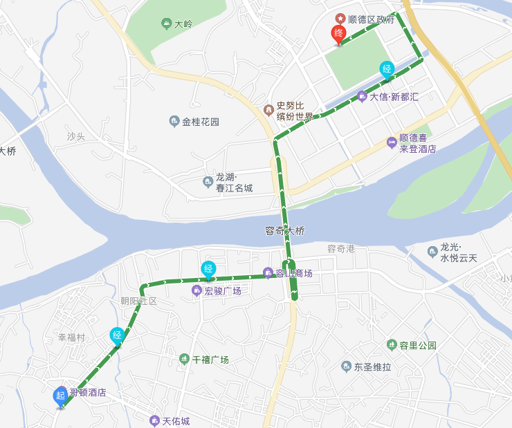 嘉信城市廣場至東湖公園行車路線嘉信城市廣場——上佳市——暨大順德