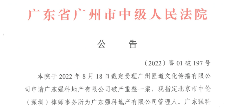 停工一年！法院受理新力荔红花园破产重整