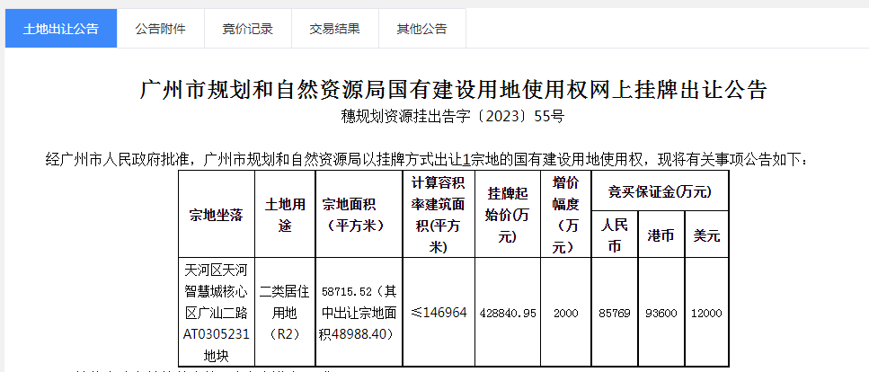 广州天河智慧城广汕二路地块即将竞拍，43亿！