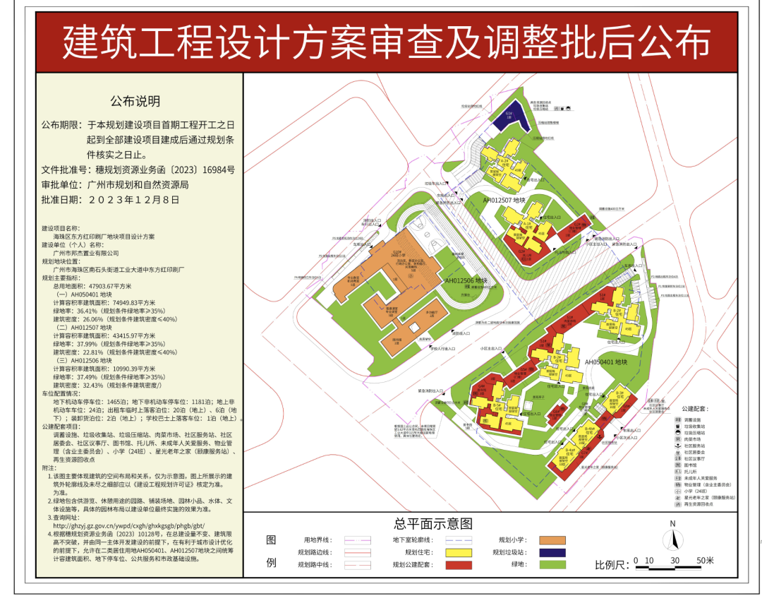 保利海珠区东方红印刷厂地块规划曝光，建7栋住宅+24班小学