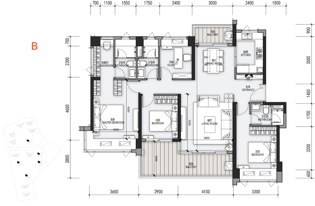 |建面约143㎡户型图(B)
