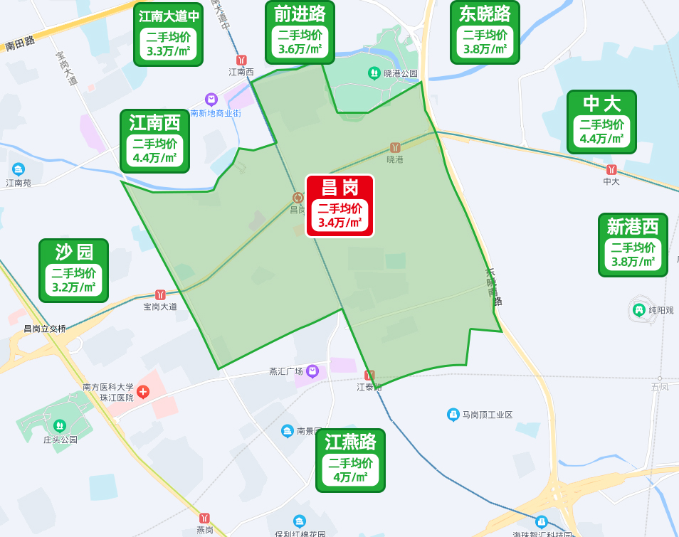 6站到珠城，海珠西这里仅“3字头”