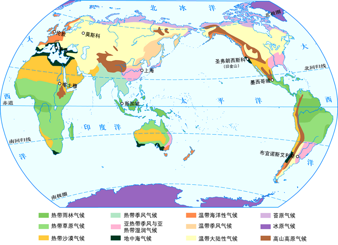 初中地理知识点 地球上的12种气候类型及特点 全网搜