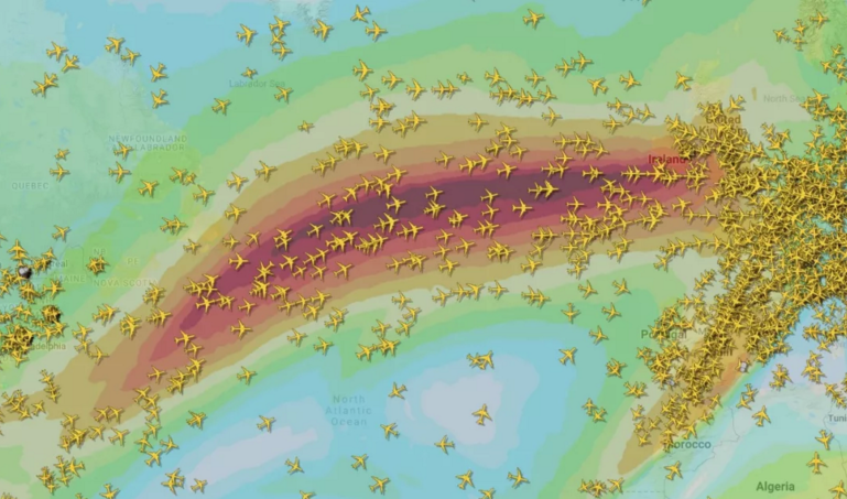 大西洋上空的天然高速，为何成为所有飞机的必经之路？的图11