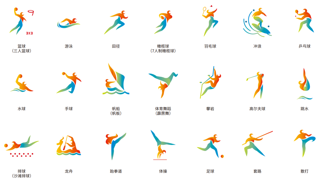 亚青会21项体育项目运动图标长这样