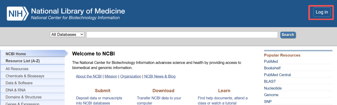 NCBI Login
