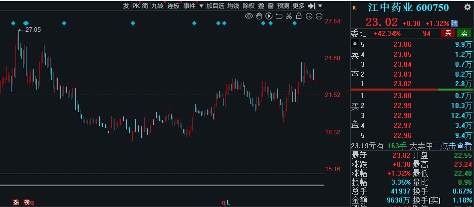 2024年07月24日 江中药业股票