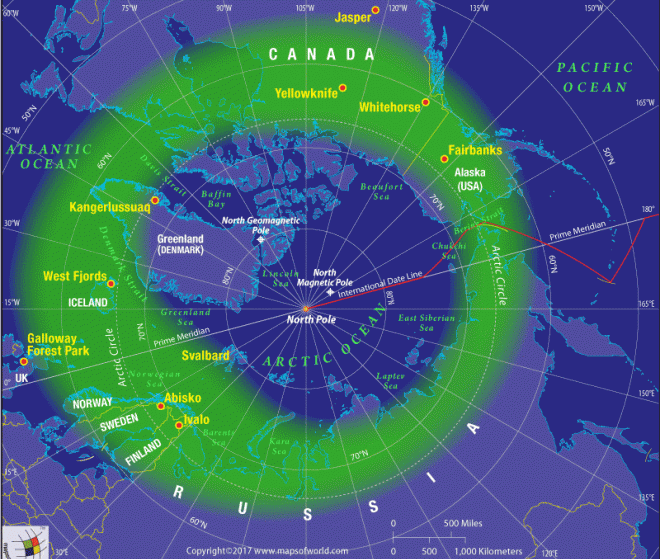 如果是从太空俯视地球极区,可以看到一个环形的极光区域.