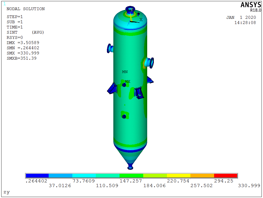 ANSYS在压力容器行业的应用-应力强度分析的图7