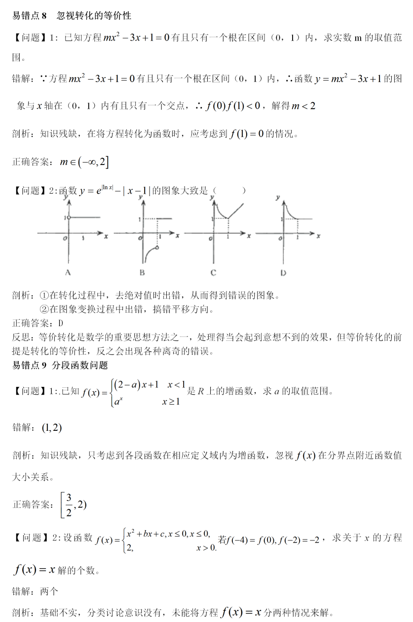 高中数学易错点知识梳理 比错题本还好 大小考都用得上 高考网微信公众号文章