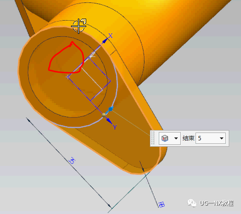 UG NX图文小练习—弯管底座（UG草图平面为异向面时，方向处理）的图25