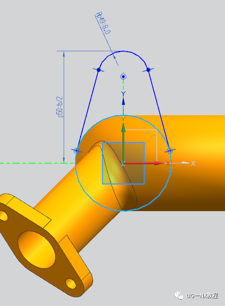 UG NX图文小练习—弯管底座（UG草图平面为异向面时，方向处理）的图24