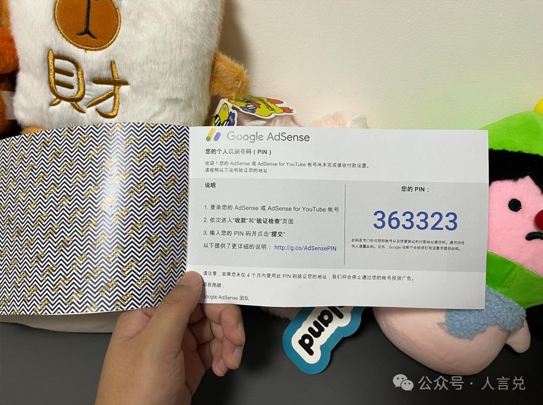 AdSense PIN码地址验证