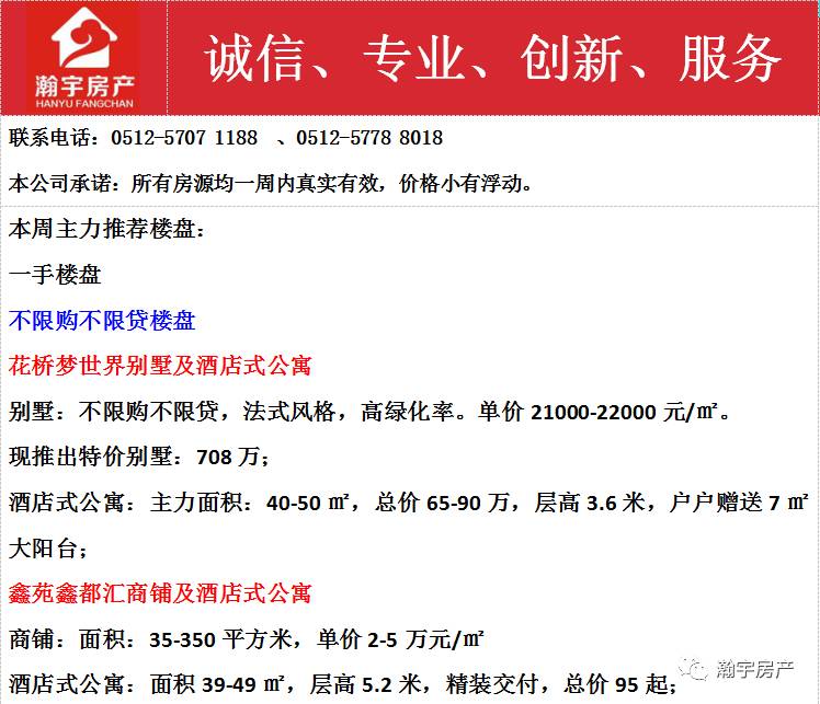 瀚宇房产本周推荐