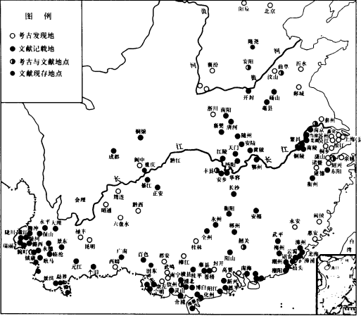 历史时期野生亚洲象分布图,图自蓝勇等著《中国历史地理学》第86页