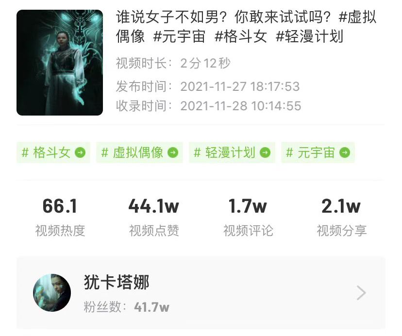 天涨粉120w，播放量日增1.3亿，除了柳夜熙，谁还把“元宇宙”玩明白了？"