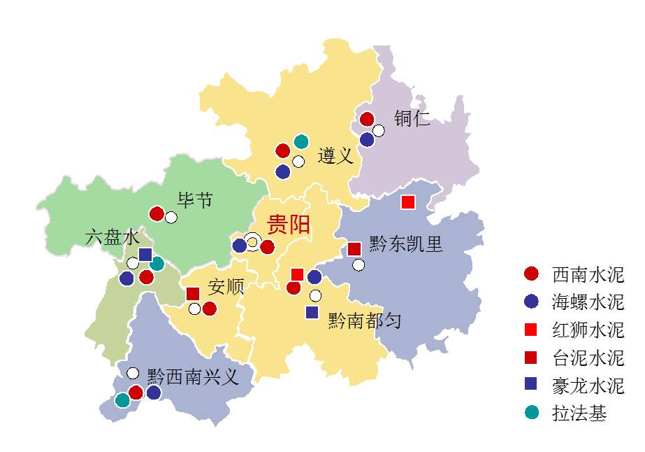 2012年组建西南水泥公司,在贵州收购23条线,熟料产能2,124万吨,占贵州
