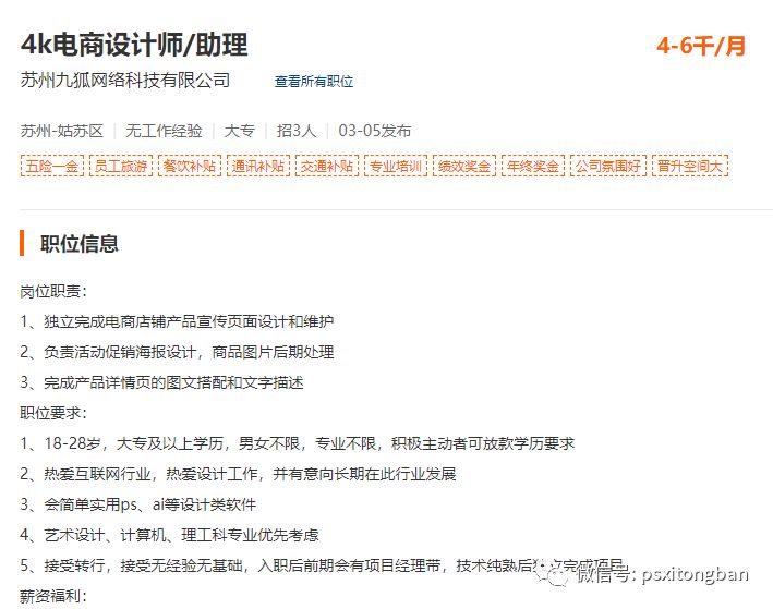 招聘网站要求的电商设计PS美工待遇如何？