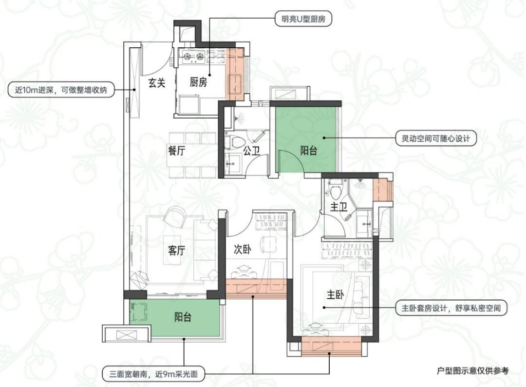 南沙越秀滨海花城配建九年一贯制学校，建面75-97㎡