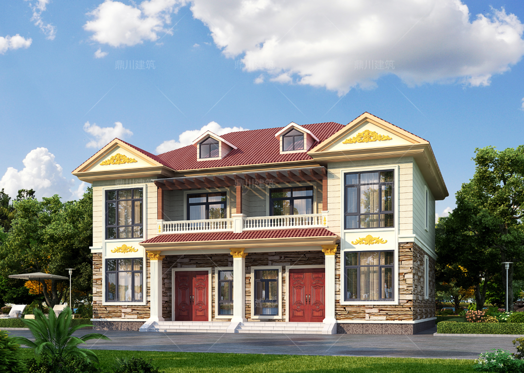 二层编号:dc0555,二是省地,三更省钱,双拼别墅是很适合农村兄弟一起建