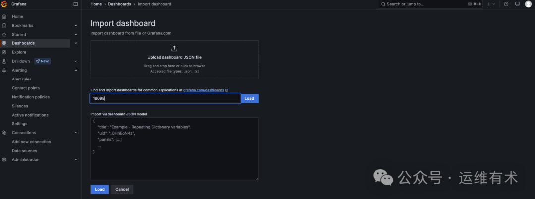 Import-dashboard-Dashboards-Grafana-16098