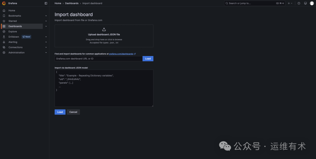 Import-dashboard-Dashboards-Grafana