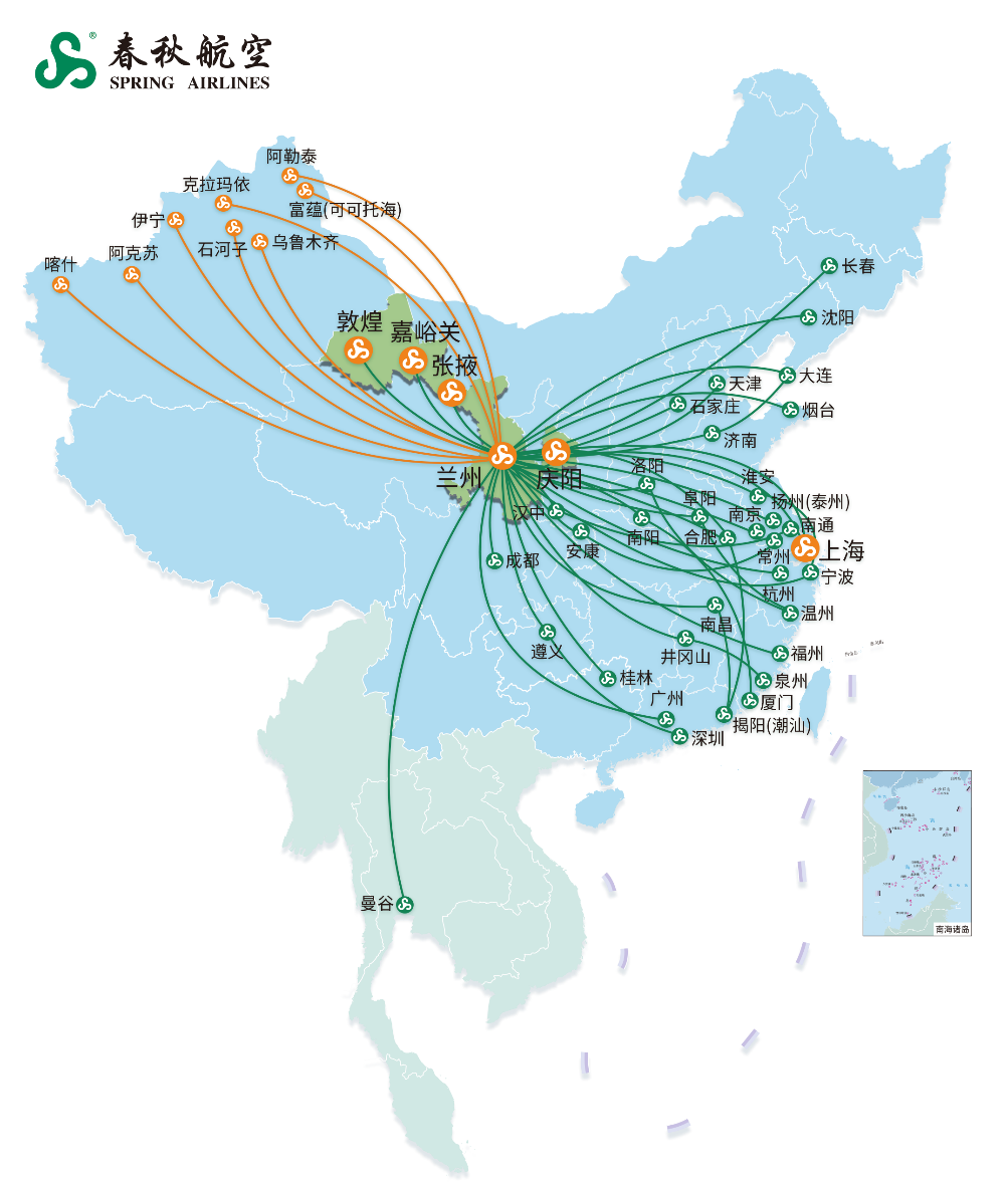 春秋航空航线图图片