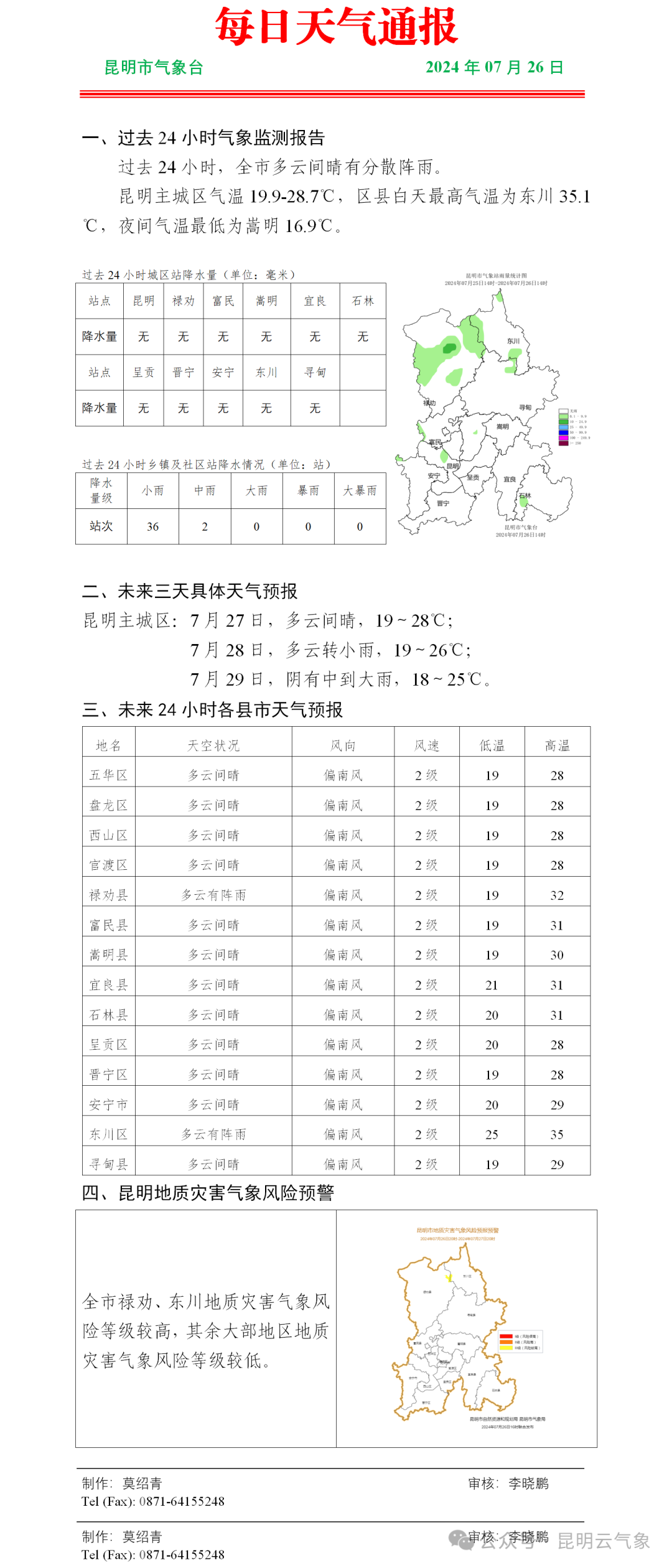 2024年07月27日 漾濞天气