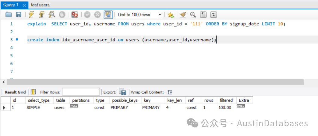 索引覆盖排序的情况，无需进行filesort
