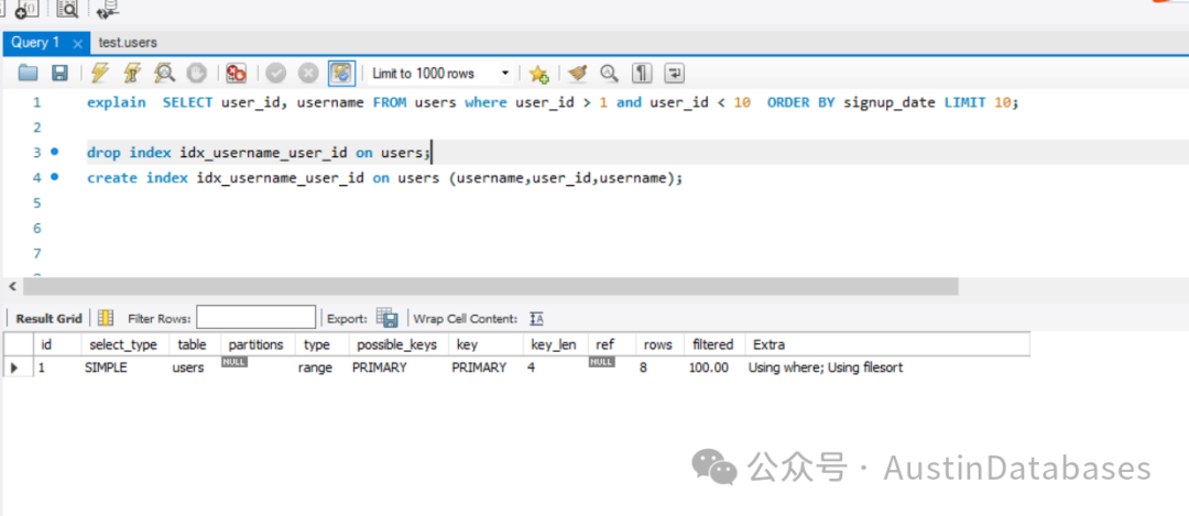 当我们没有对应的索引的情况下