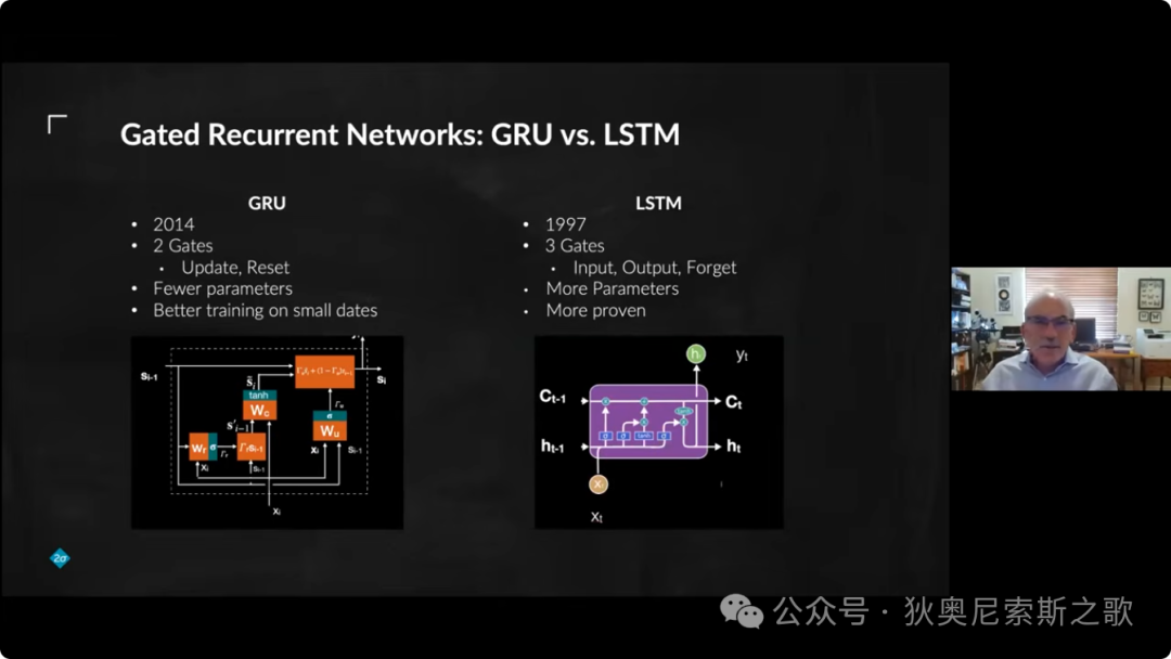 GRU 与 LSTM 的门、参数数量和内部结构比较