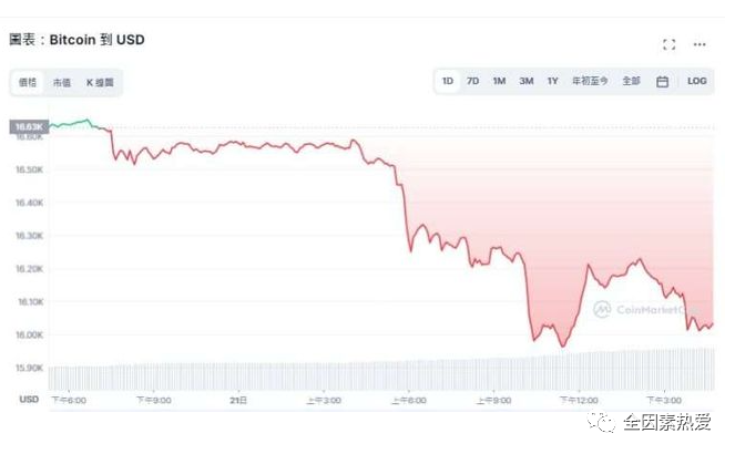 比特币跌破16000美元，CZ喊BTC没死；  SNM昨日涨幅榜今日跌幅榜！