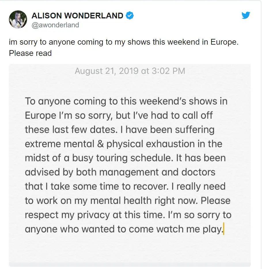 Alison Wonderland 因心理健康問題取消所有巡演計劃！ 8