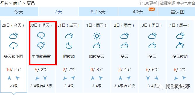 夏邑15天天气预报