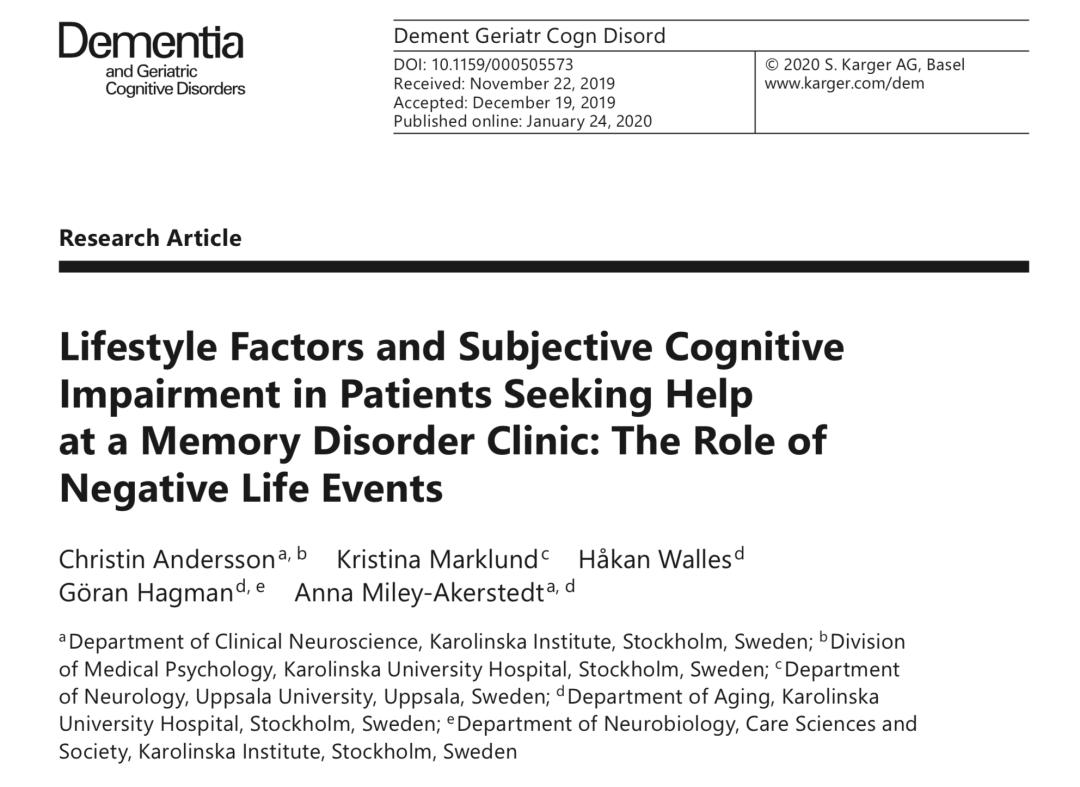 文獻閱讀|生活方式因素和主動來記憶門診尋求幫助的SCD患者：負性生活事件起的作用 健康 第2張