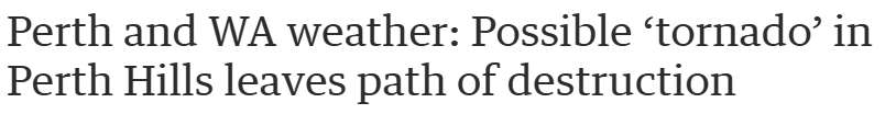 珀斯东南部龙卷风来袭！1600 多户断电，屋顶被掀翻，树木倒塌，当局发出警告 - 1