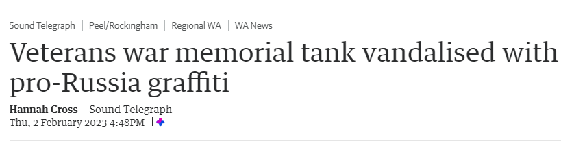 珀斯纪念馆发生破坏行为，一辆坦克遭亲俄份子涂鸦，当局抨击：这是对军人极不尊重（组图） - 1