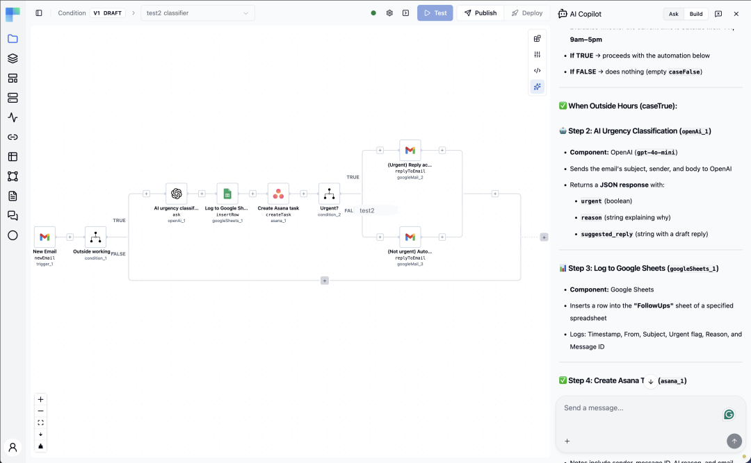 ByteChef AI Copilot generating an agent workflow