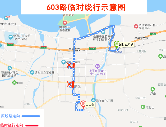 6,603路增加:宁海大街东站,德谦皮草,牟平区口腔医院,牟平公交公司(坤