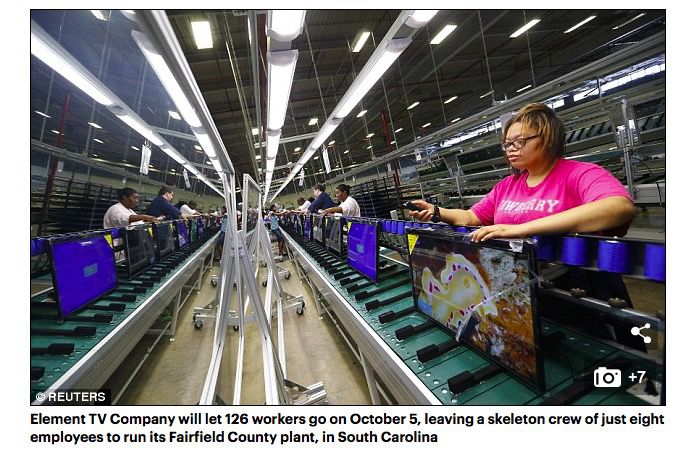 制造业回流？美国一家工厂几乎裁掉所有员工！