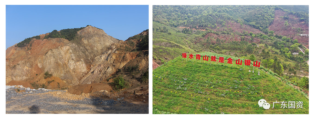 廣晟集團下屬大寶山礦新山片區歷史遺留礦山生態恢復的前後對照堅定