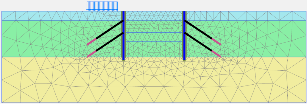 锚索和地下连续墙联合支护的开挖过程模拟(Tieback Wall)的图2