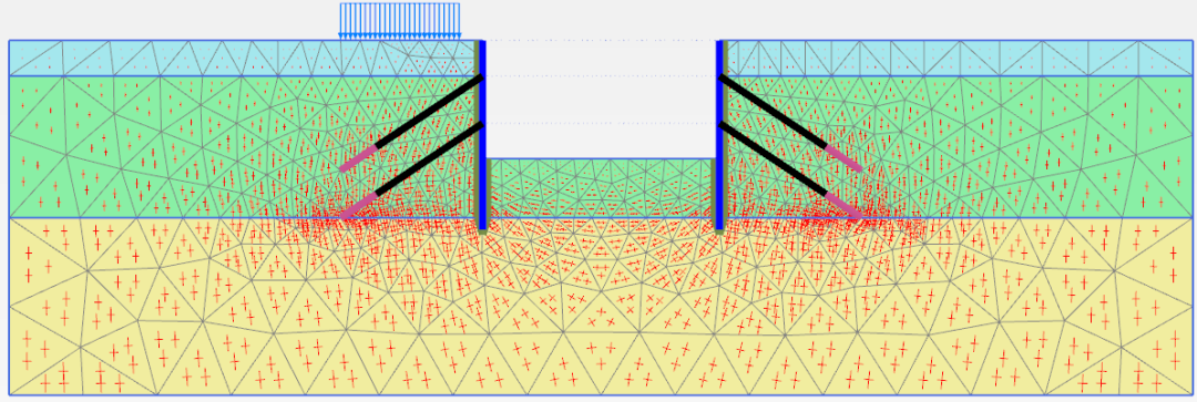 锚索和地下连续墙联合支护的开挖过程模拟(Tieback Wall)的图4