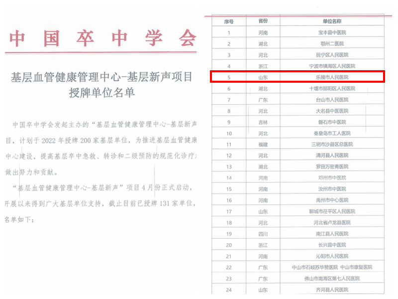 基层血管健康管理中心示范单位